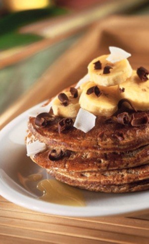 Pancakes choco-bananes et noix de coco
