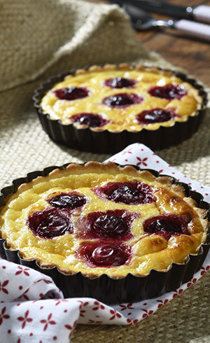 Mini clafoutis sur pâte brisée
