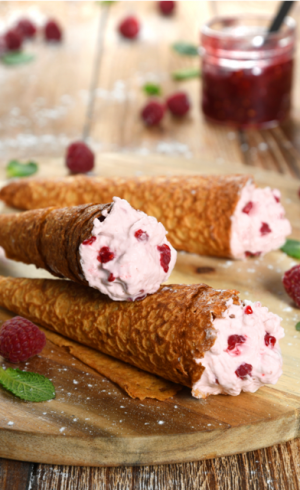 Cornet de crêpes à la framboise
