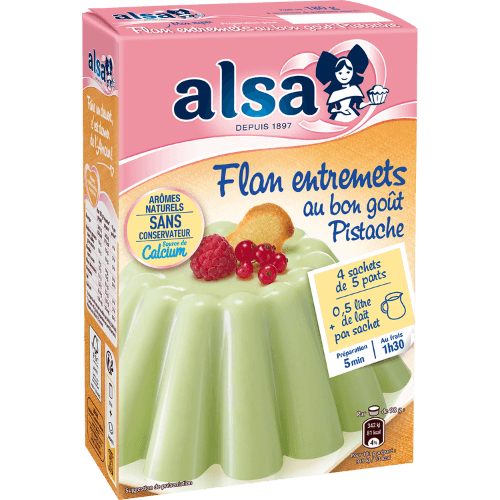 Flan entremets au bon goût Pistache alsa