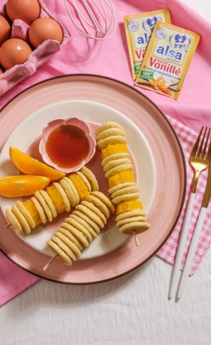 Brochettes oranges / pancakes