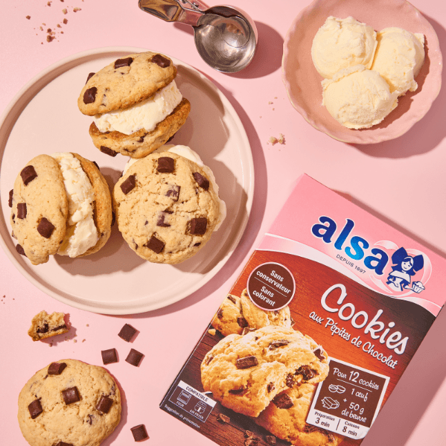 recette Cookies ice cream sandwich alsa