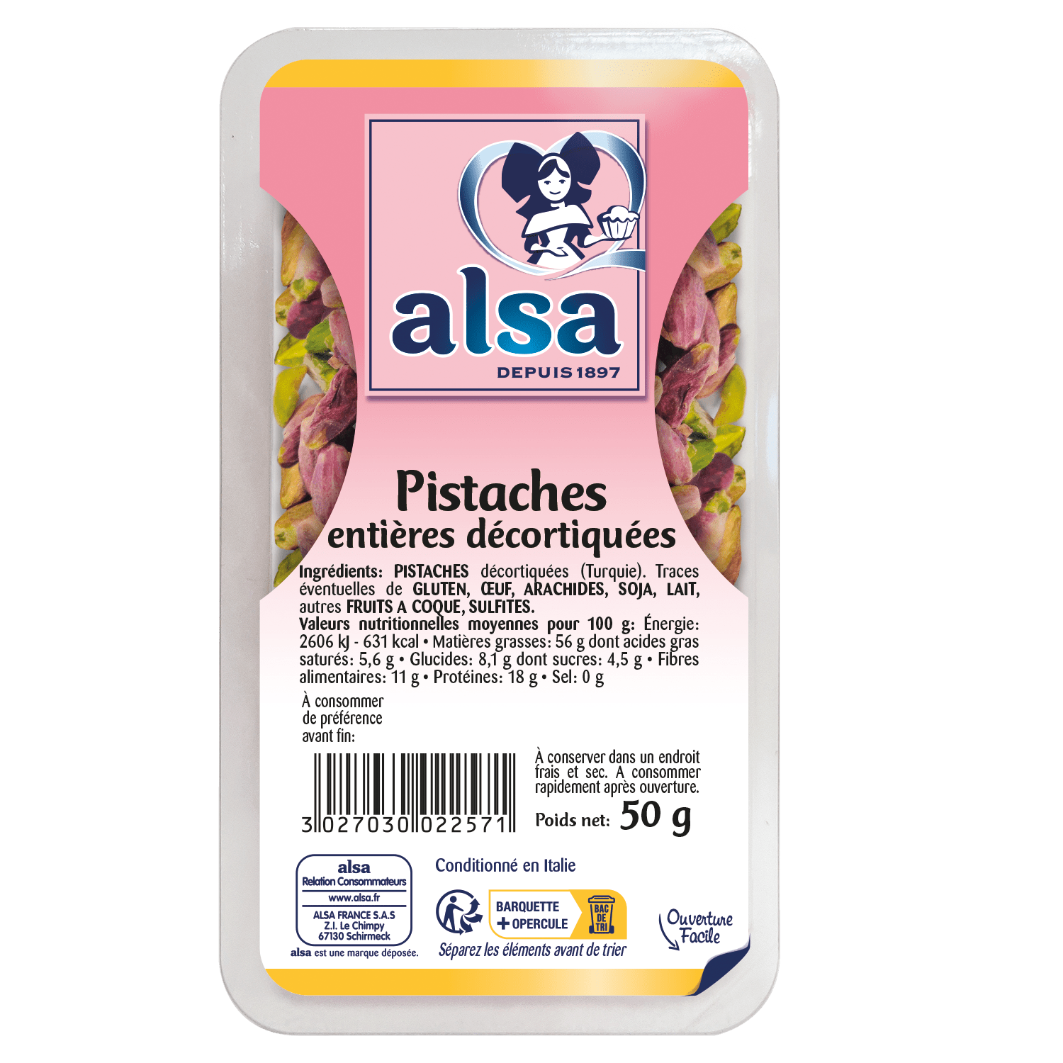 Pistaches entières décortiquées alsa