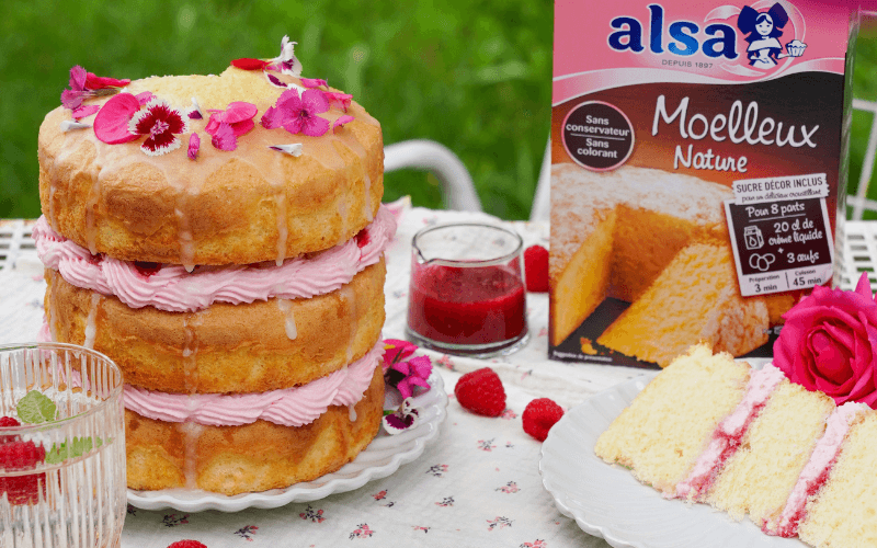 recette Layer cake à la framboise alsa