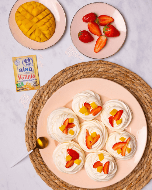 recette Pavlova mangue fraise alsa