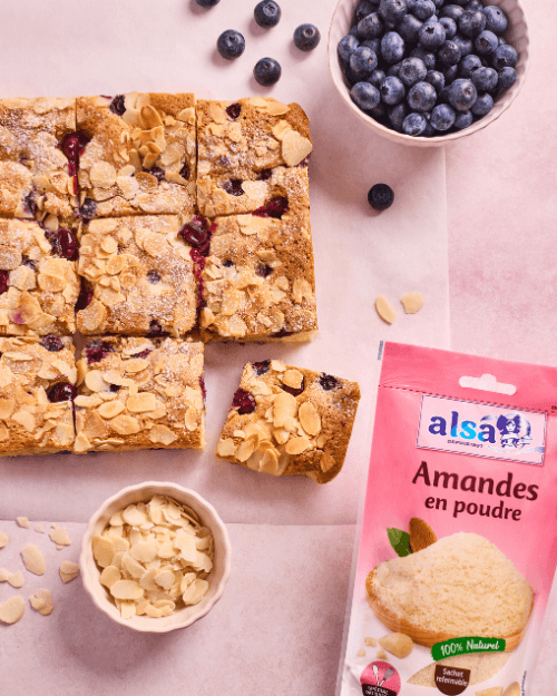 recette Blondie Amande Myrtilles alsa