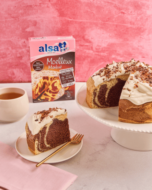 recette Moelleux marbré avec chantilly et chocolat alsa