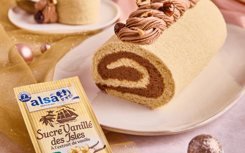recette Bûche vanille & noisette alsa