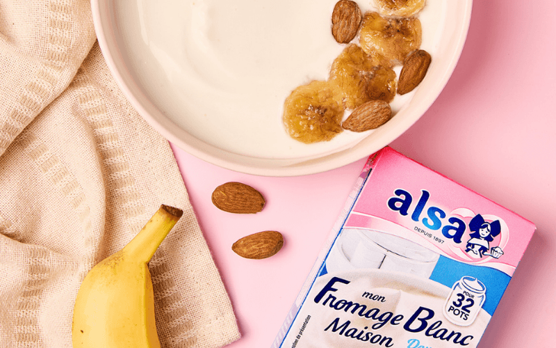 recette Bol de fromage blanc et bananes caramélisées alsa